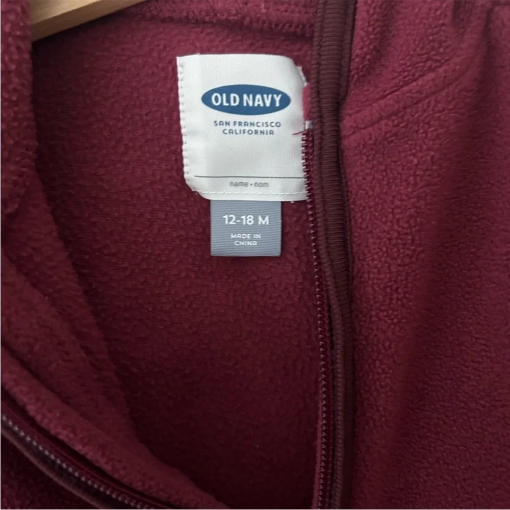 Old Navy Kids Maroon Fleece Hoodie 12-18 Months